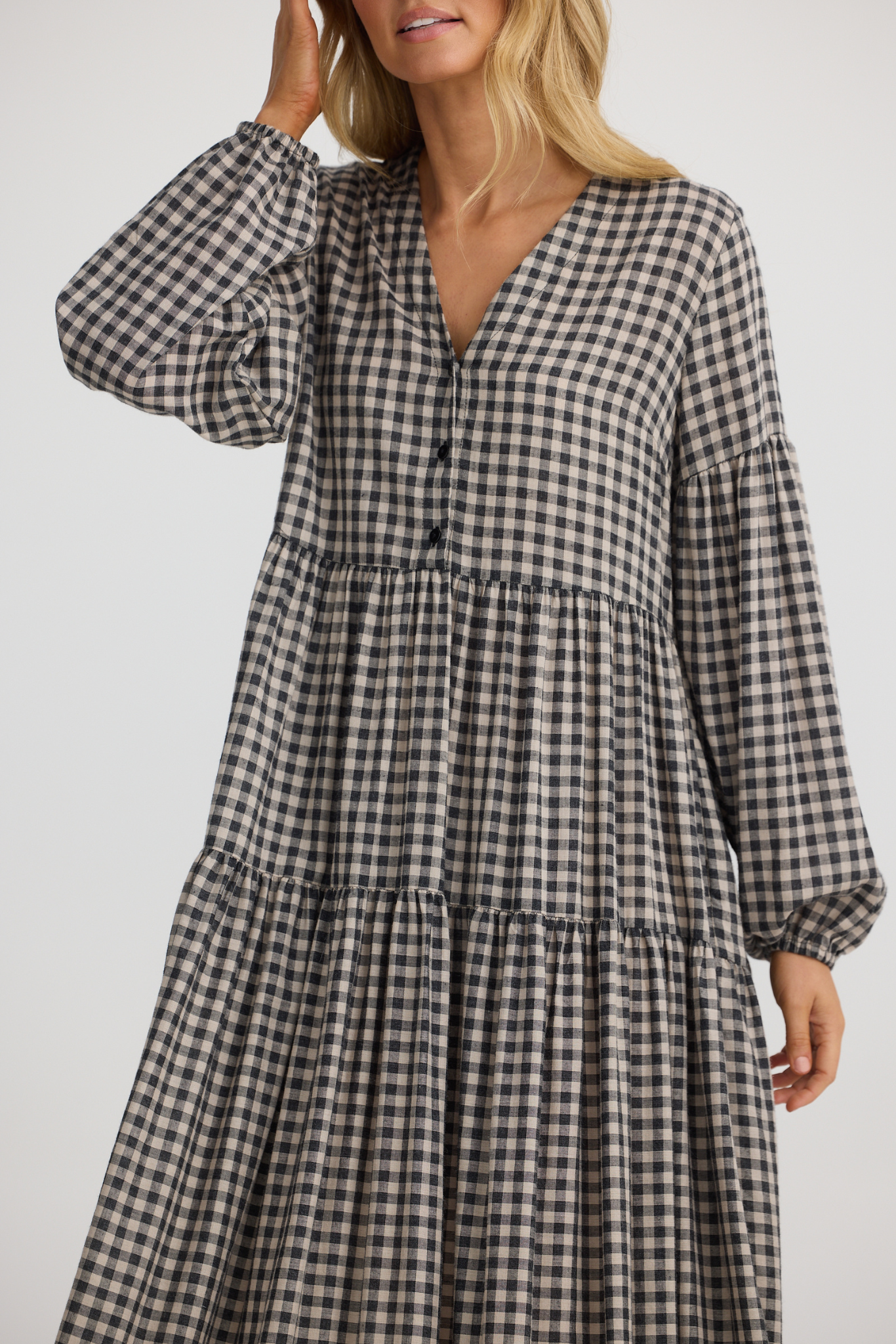 Isabella Dress | Natural W Black Check Isabella Dress | Natural W Black Check